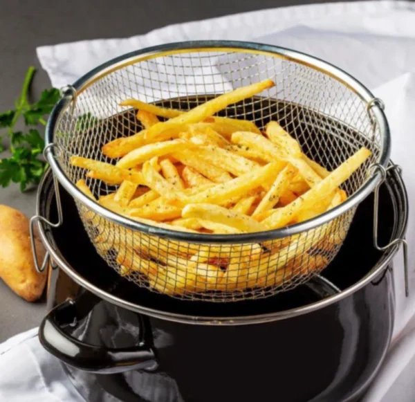 Emajlirana šerpa sa fritezom i poklopcem